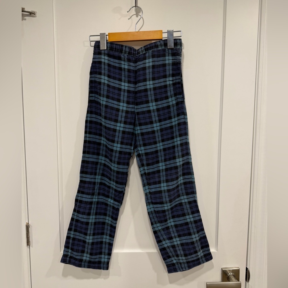 Kids Checkered Pajama Bottoms - Dark Blue and Sky Blue - Picture 9 of 13